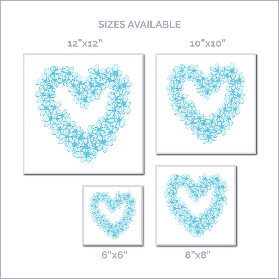 BLUE PASTEL HEART floral art print