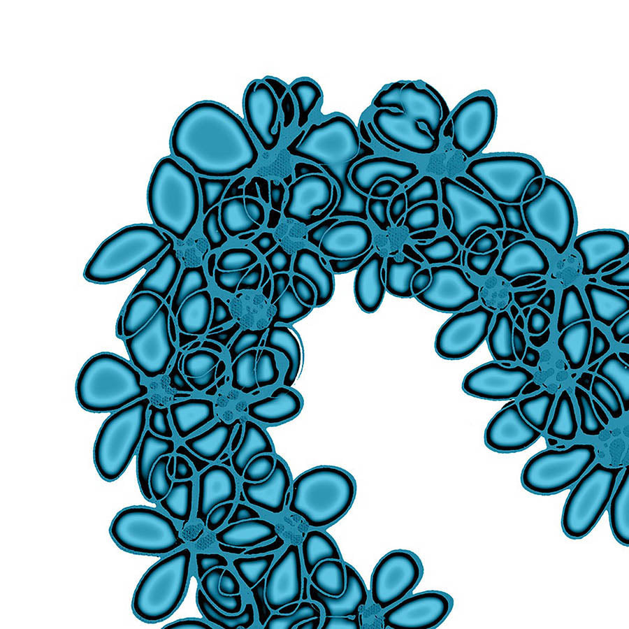 BLUE SEAGLASS HEART floral art print