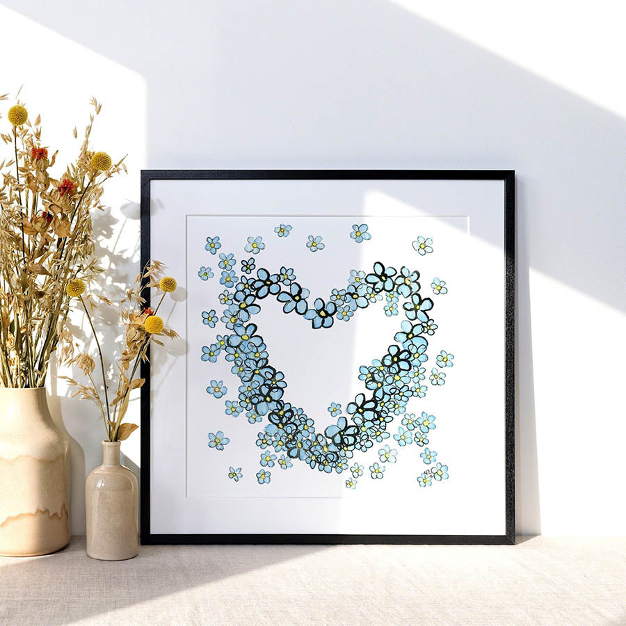 DELICATE FLORAL HEART floral art print