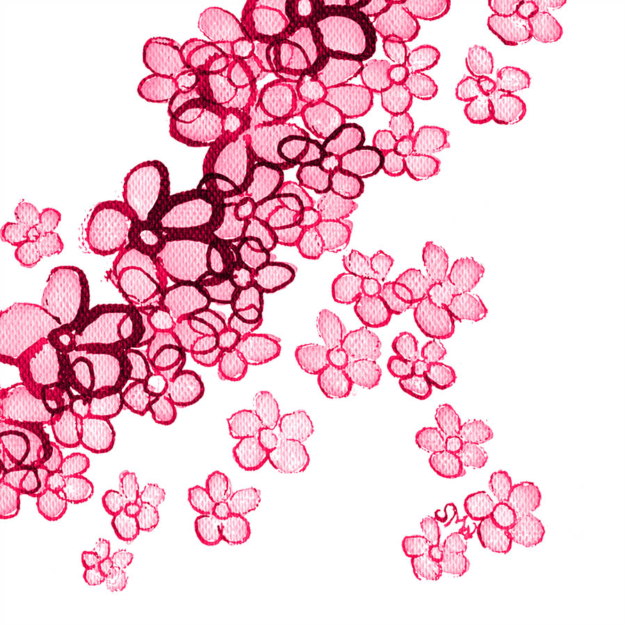 PINK FLORAL HEART floral art print
