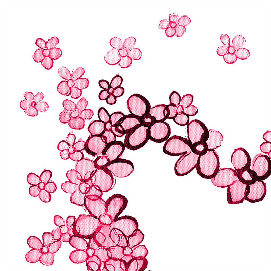 PINK FLORAL HEART floral art print