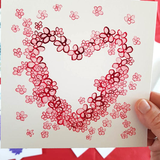 PINK FLORAL HEART floral art print