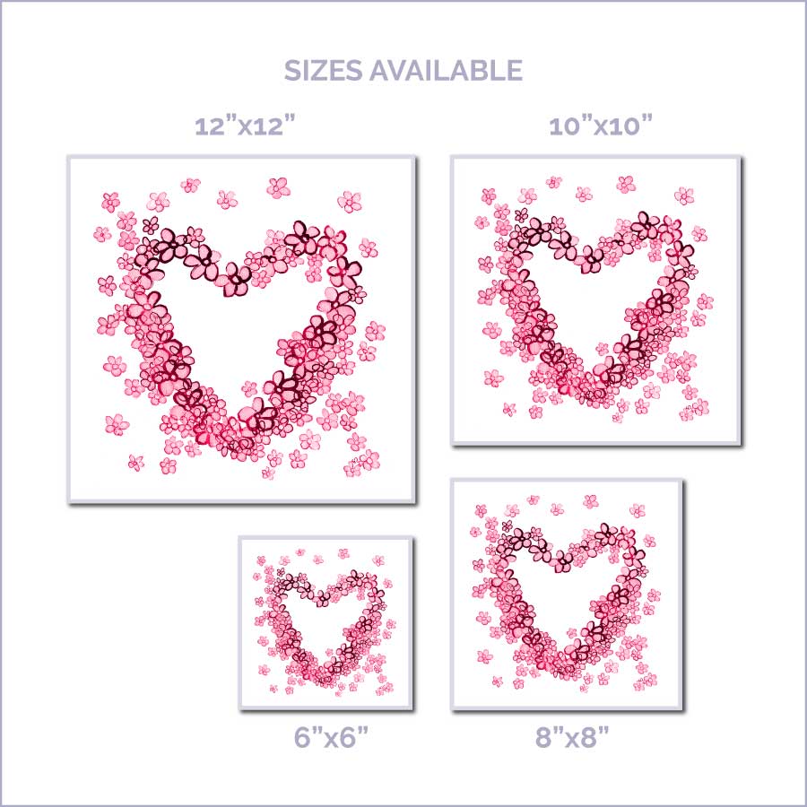 PINK FLORAL HEART floral art print