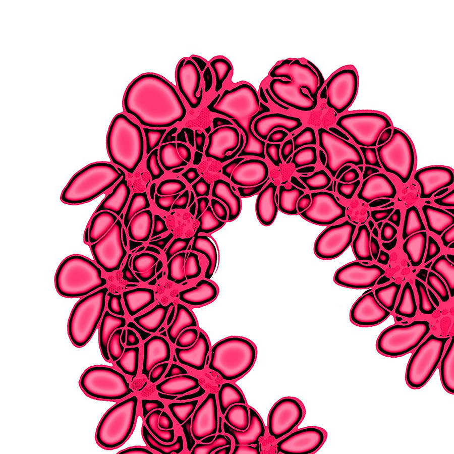 PINK SEAGLASS HEART floral art print