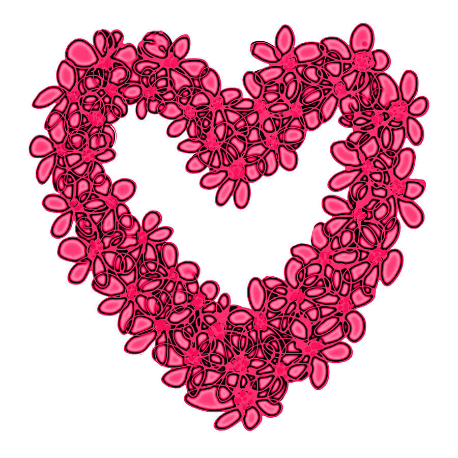 PINK SEAGLASS HEART floral art print