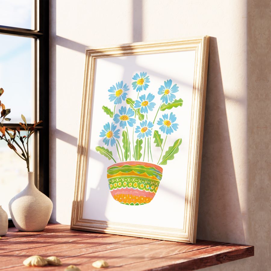 SERENE BLUE SKY floral art print
