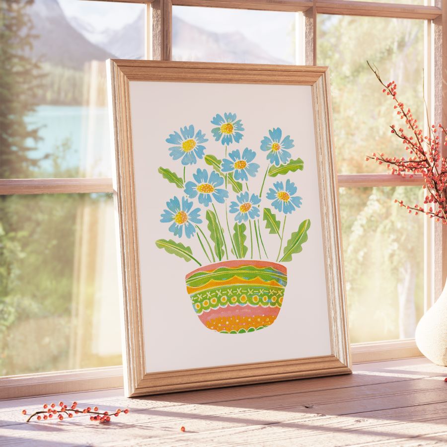 SERENE BLUE SKY floral art print