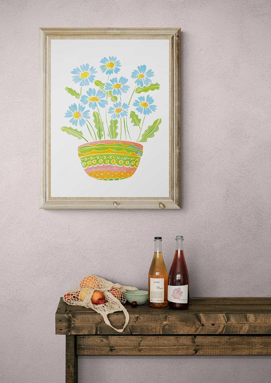 SERENE BLUE SKY floral art print