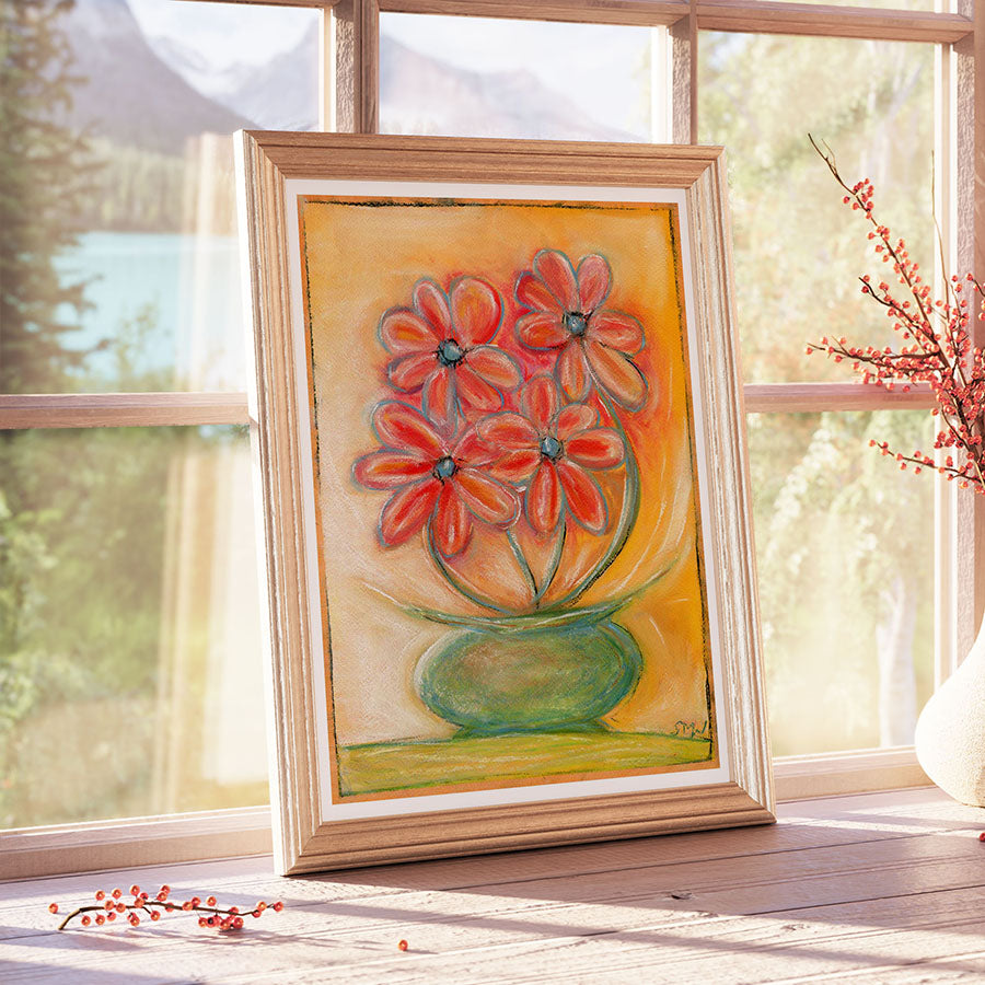 BLUE-EYED DAISIES floral art print