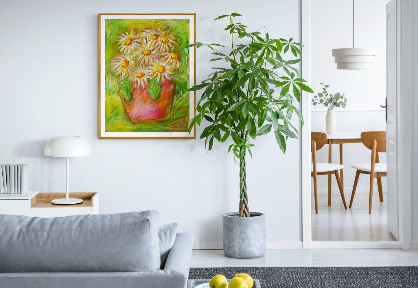 LIVELY WHITE DAISIES floral art print