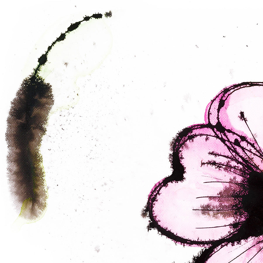 Detail of Dog Rose, a light modern floral painting by artist Susan Marie Williams