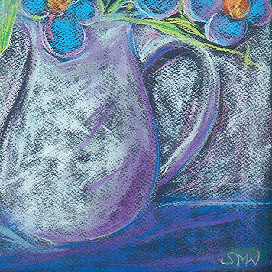 NIGHT FLOWERS IN A SILVER JUG floral art print