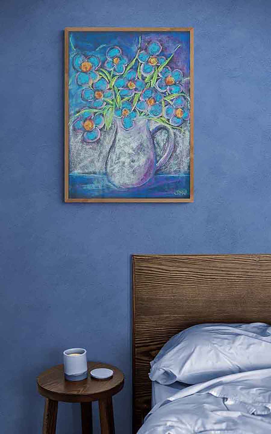 NIGHT FLOWERS IN A SILVER JUG floral art print