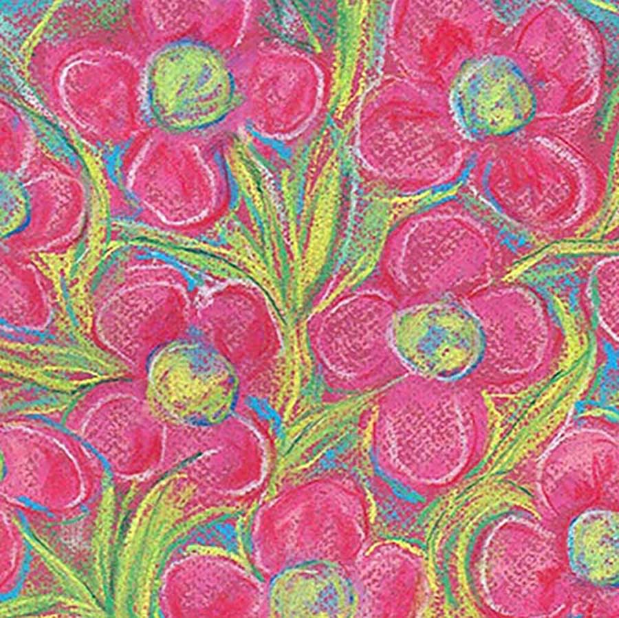 PINK FLOWERS IN A ROUND BOWL floral art print