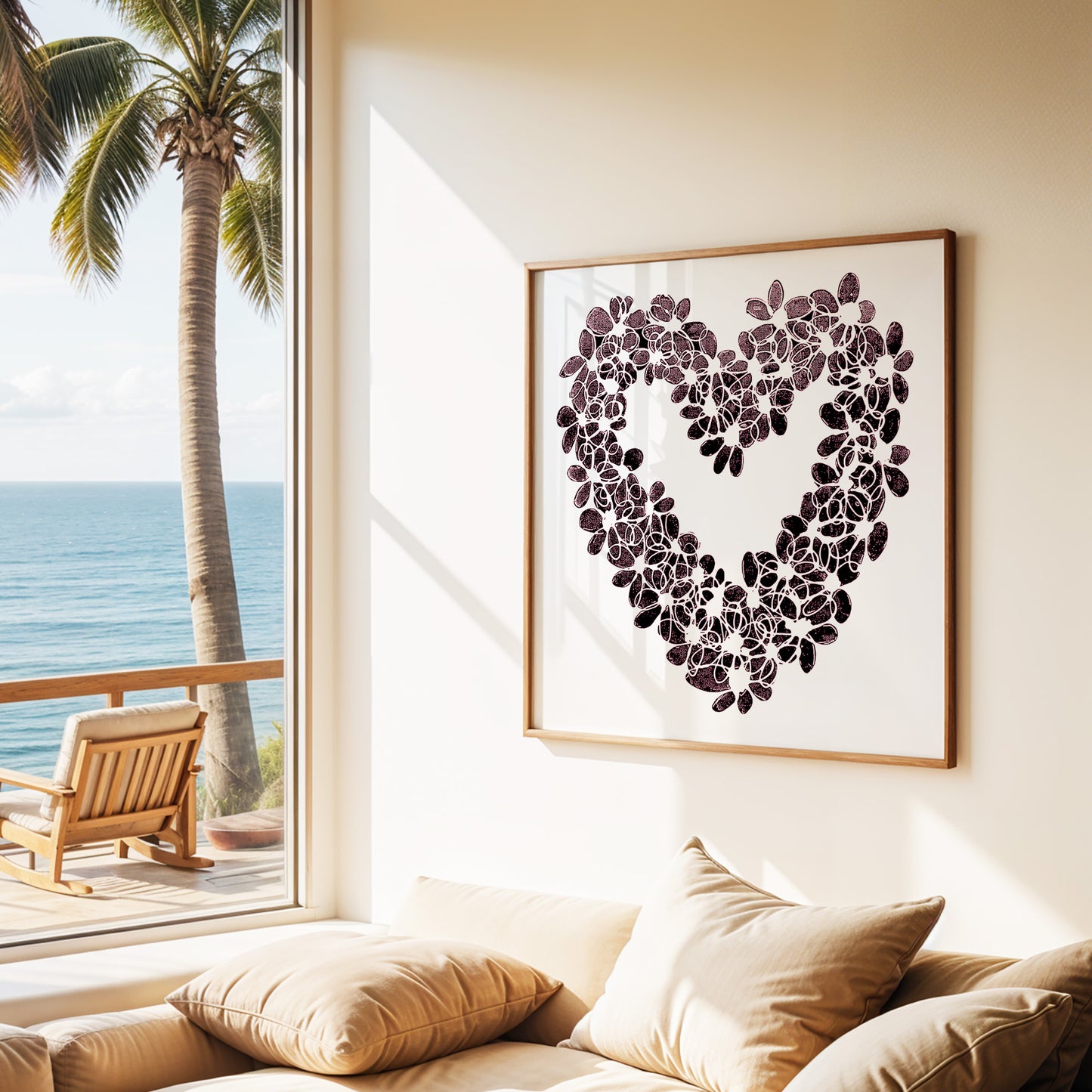 INKY PINK HEART floral art print
