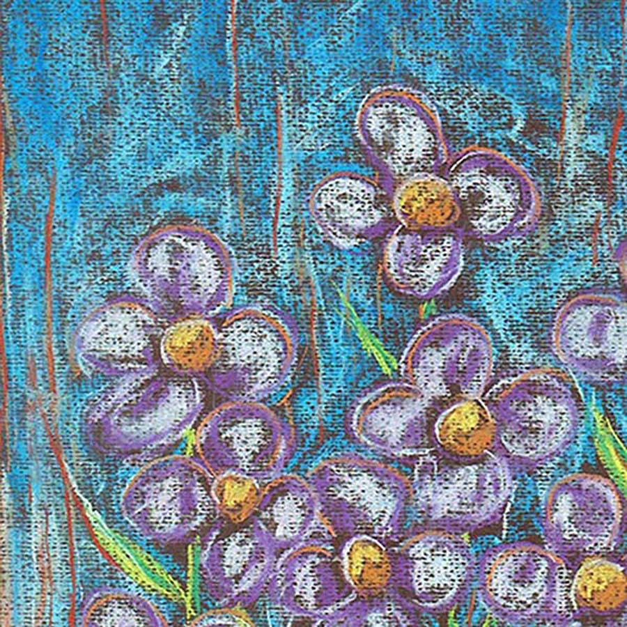 PURPLE FLOWERS ON A BLUE DAY floral art print
