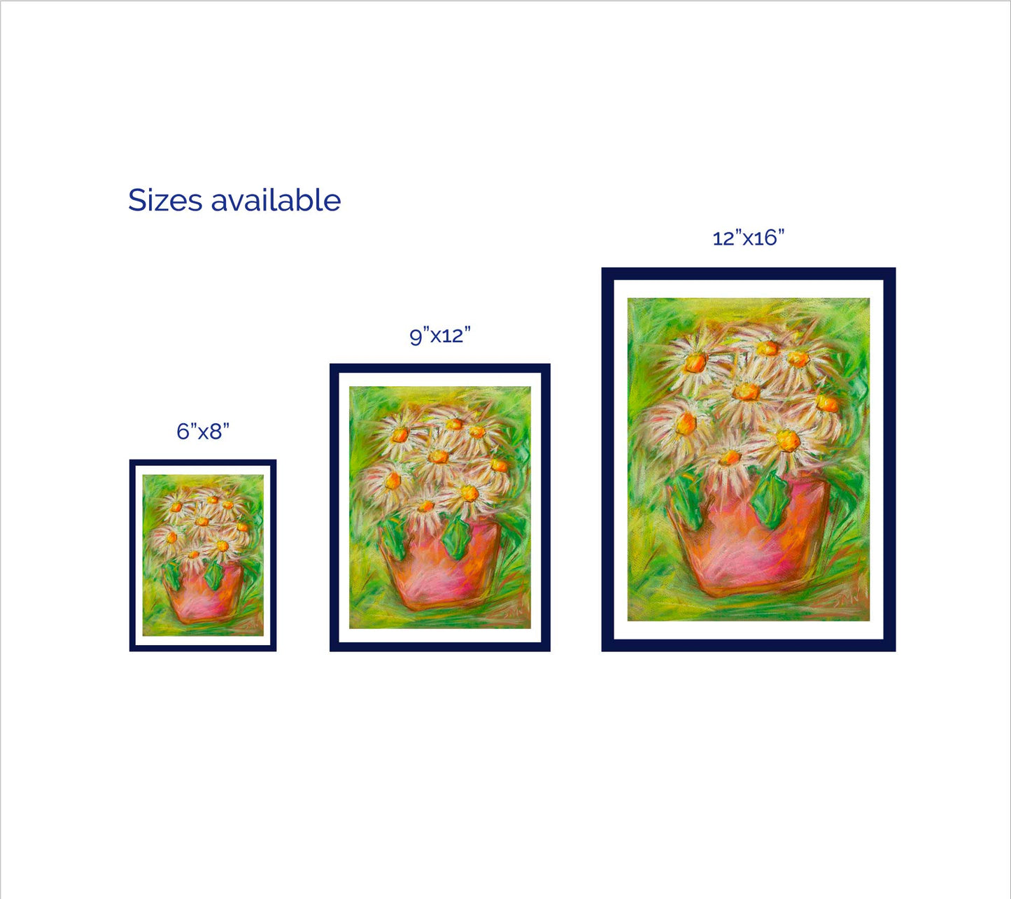 LIVELY WHITE DAISIES floral art print