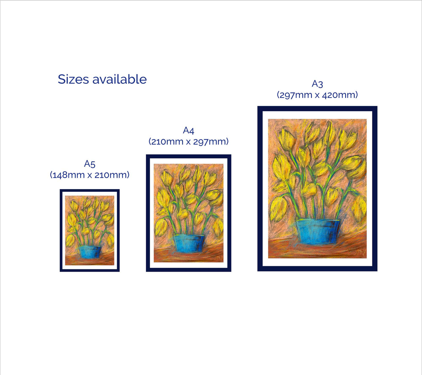 EXOTIC FLOWERS IN A BLUE POT floral art print