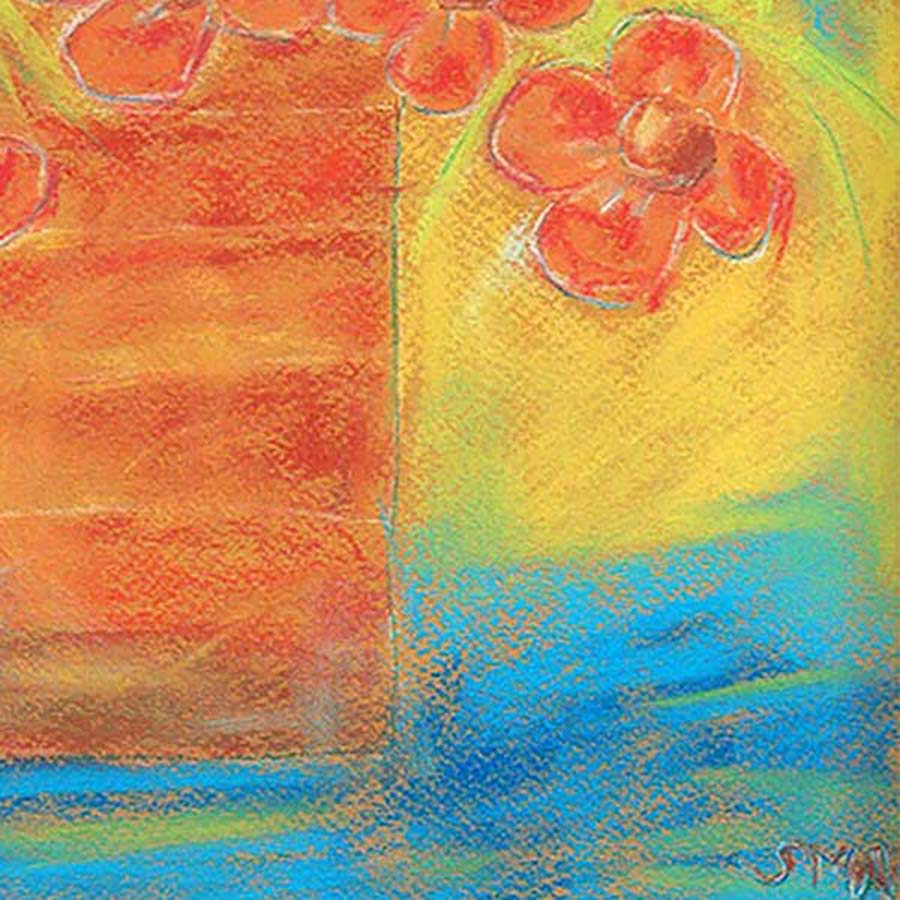 ORANGE FLOWERS IN A STRAIGHT VASE floral art print