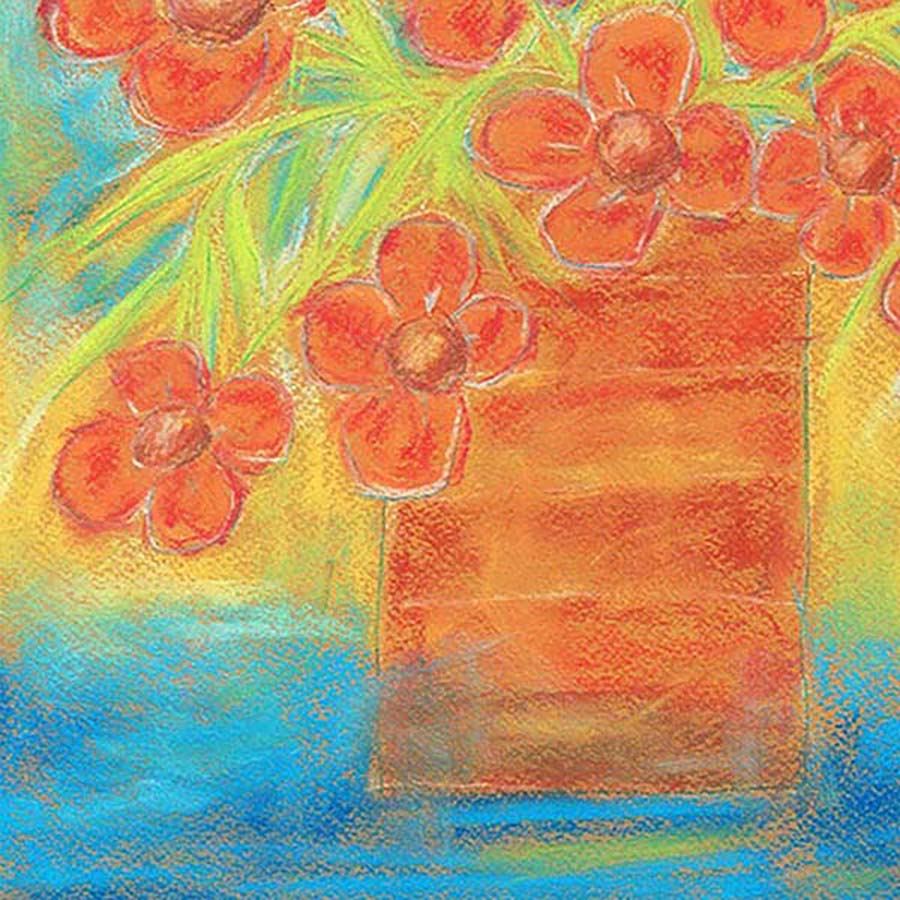 ORANGE FLOWERS IN A STRAIGHT VASE floral art print