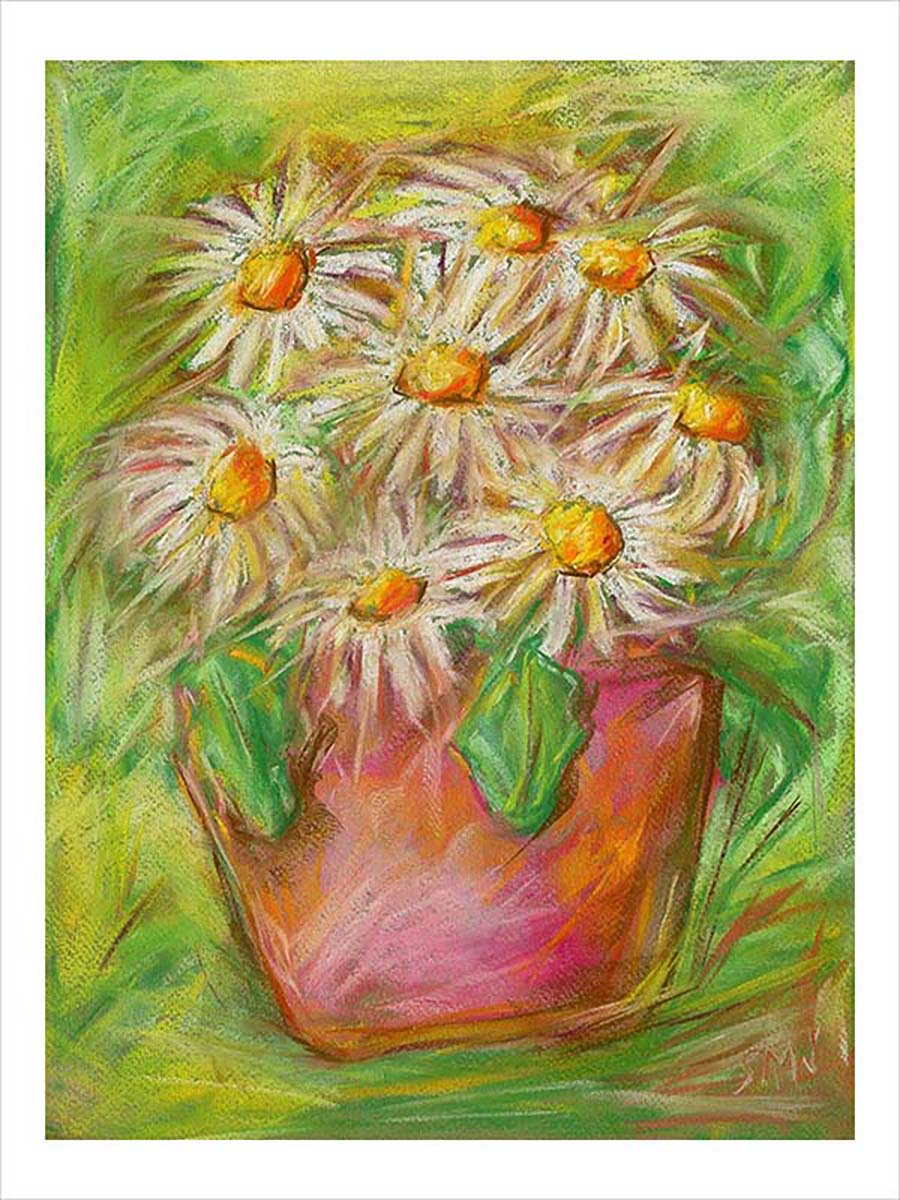 LIVELY WHITE DAISIES floral art print