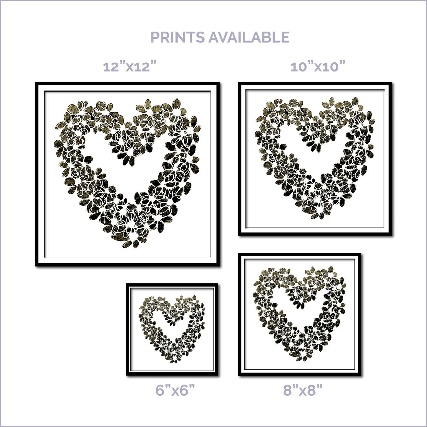 INKY YELLOW HEART floral art print