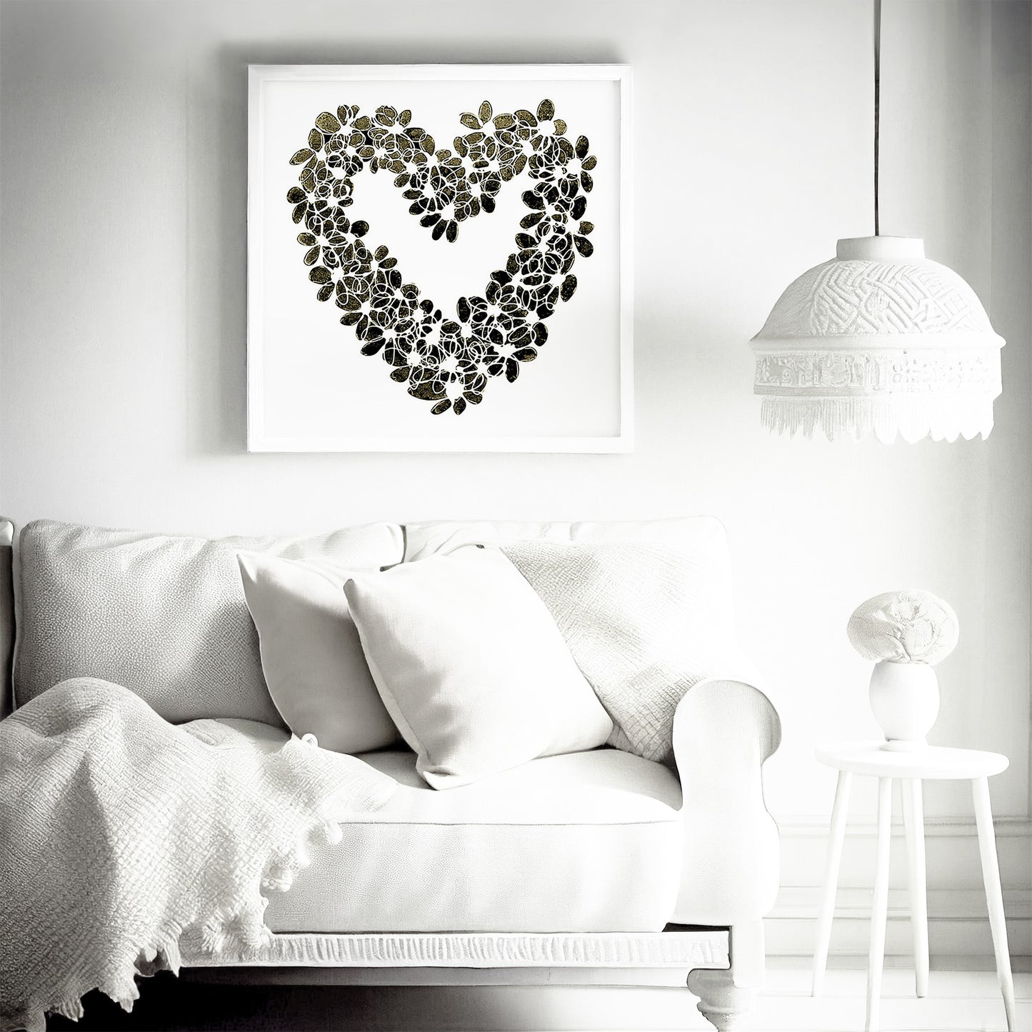 INKY YELLOW HEART floral art print