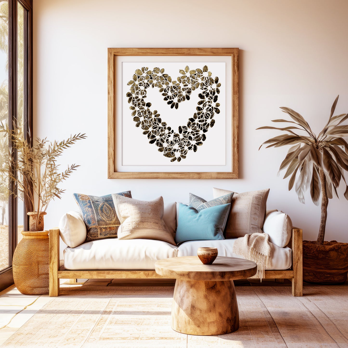 INKY YELLOW HEART floral art print
