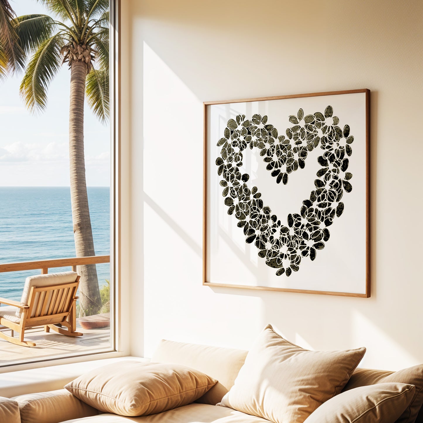 INKY YELLOW HEART floral art print