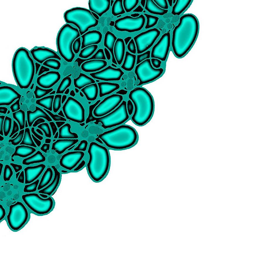 TEAL SEAGLASS HEART floral art print