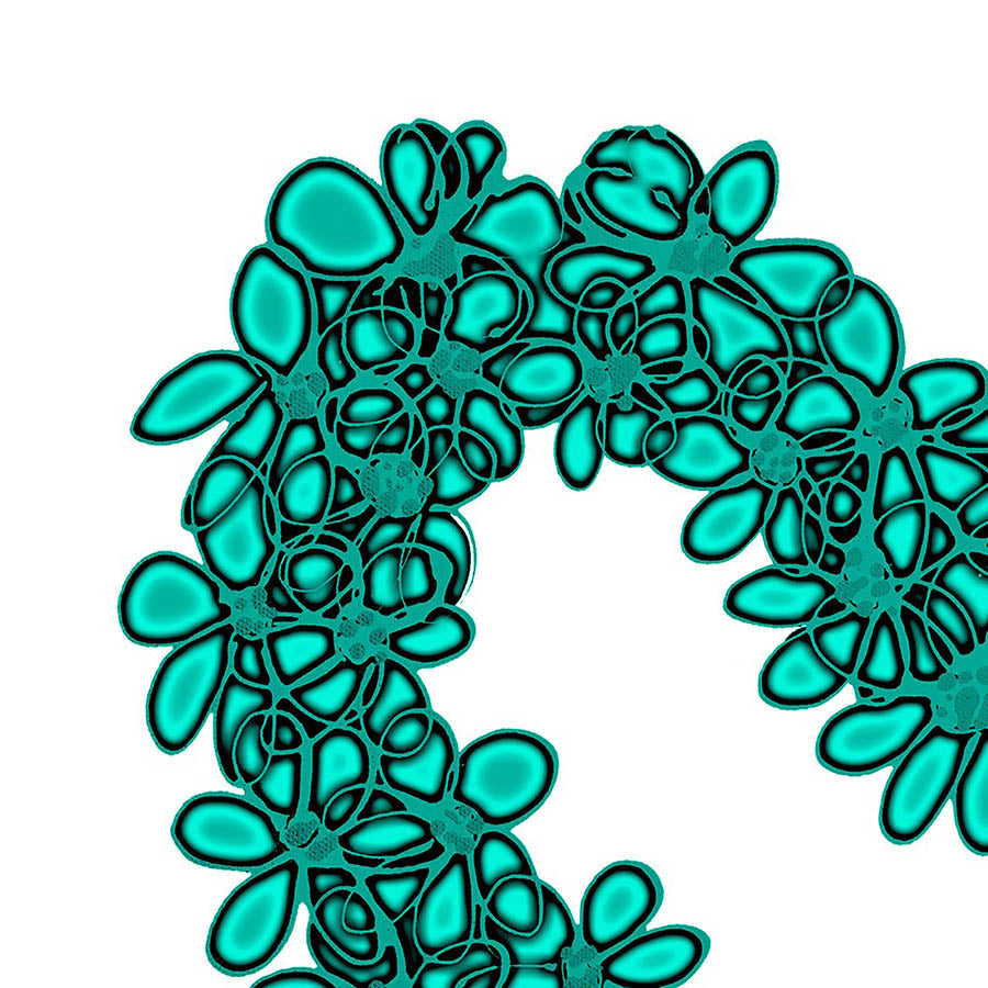 TEAL SEAGLASS HEART floral art print