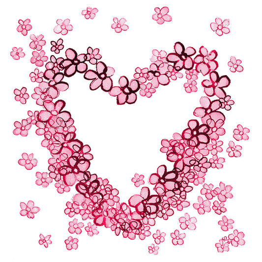 PINK FLORAL HEART floral art print