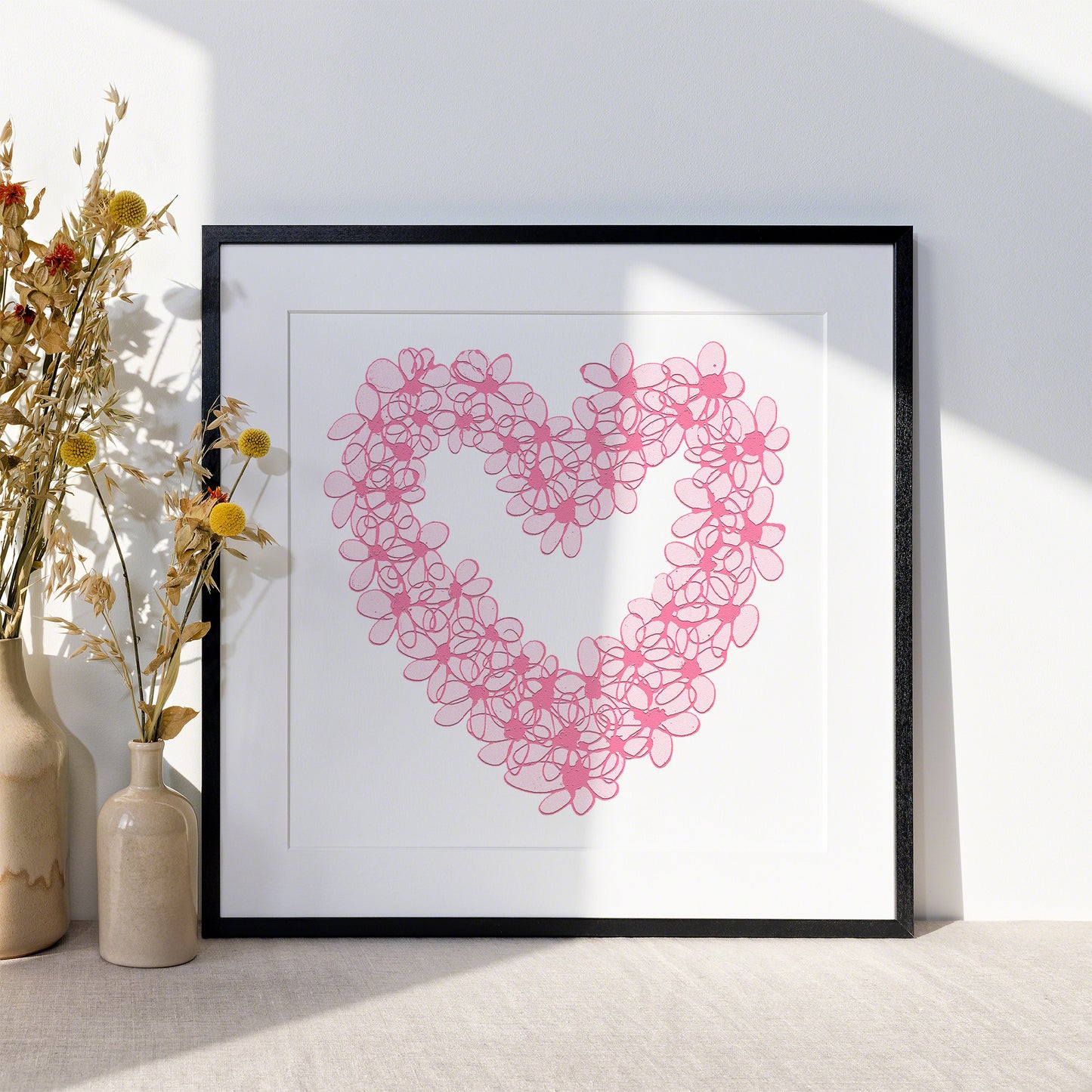 PINK PASTEL HEART floral art print