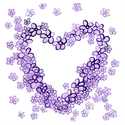 PURPLE FLORAL HEART floral art print