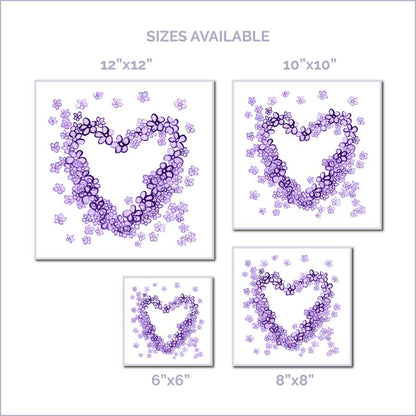 PURPLE FLORAL HEART floral art print