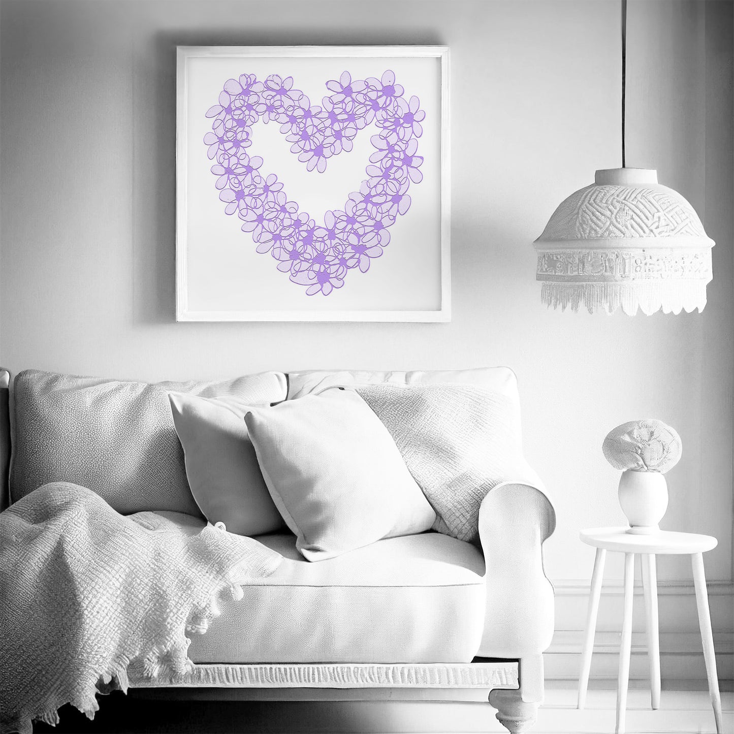 PURPLE PASTEL HEART floral art print