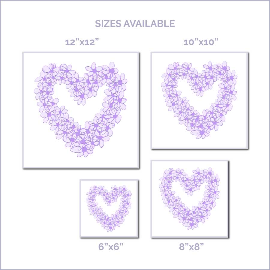 PURPLE PASTEL HEART floral art print