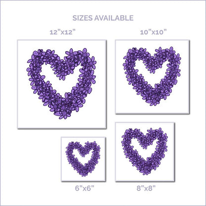 PURPLE SEAGLASS HEART floral art print