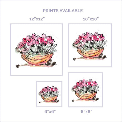 A TRUG OF TULIPS floral art print