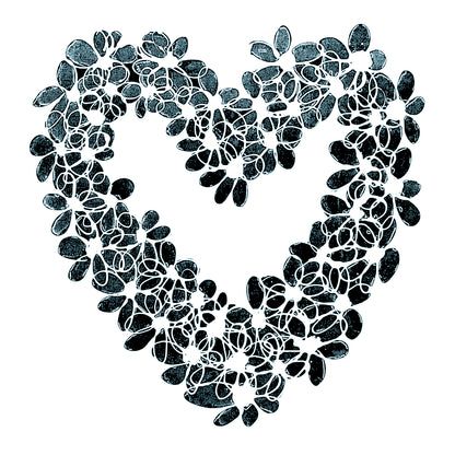 INKY BLUE HEART floral art print