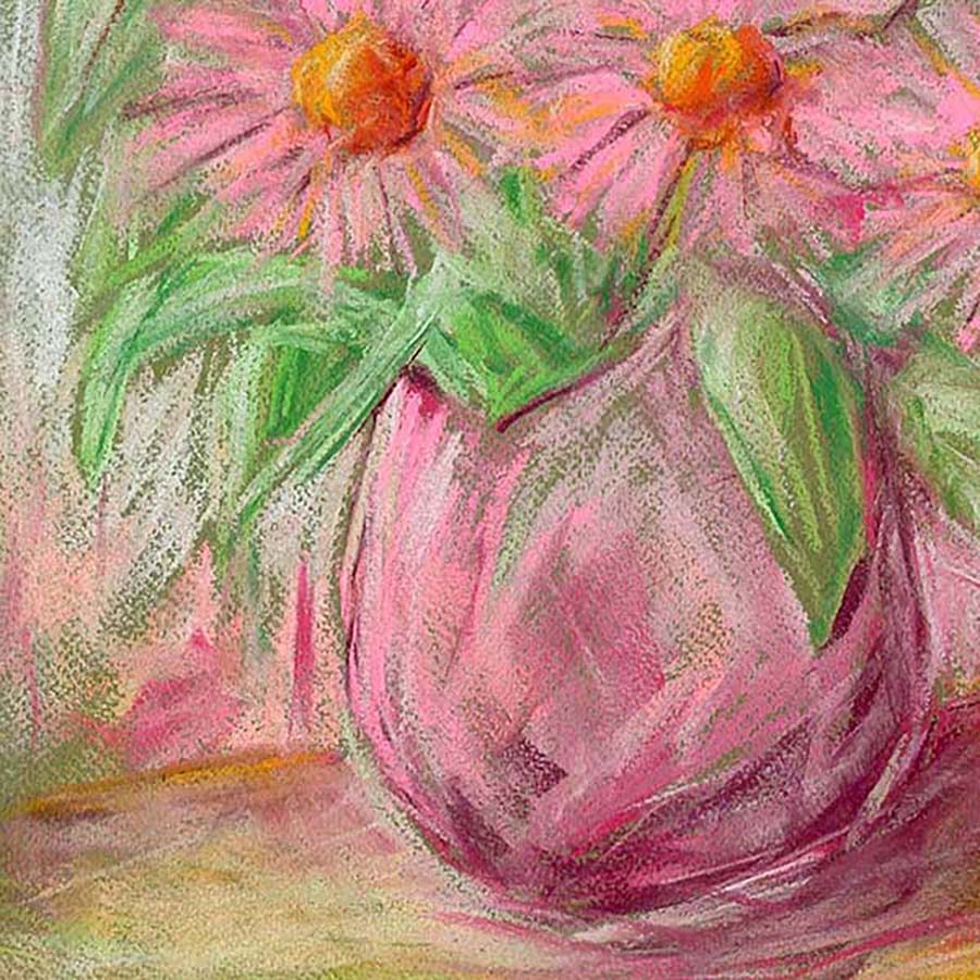 ECHINACEA IN A PINK VASE floral art print