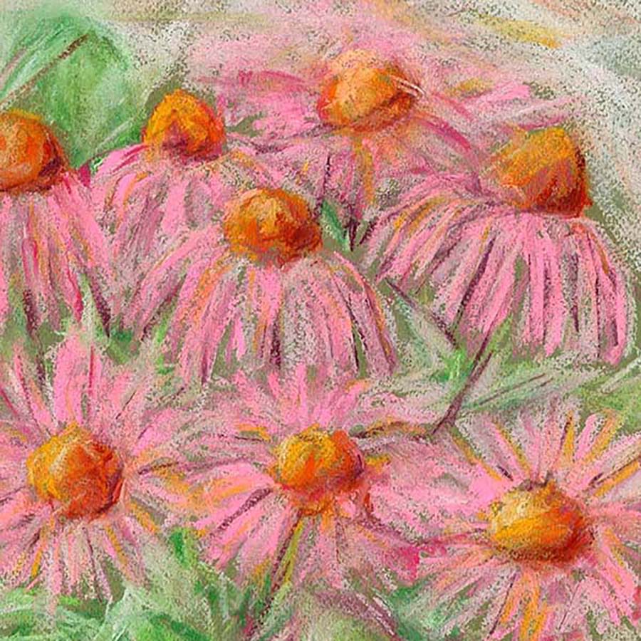 ECHINACEA IN A PINK VASE floral art print