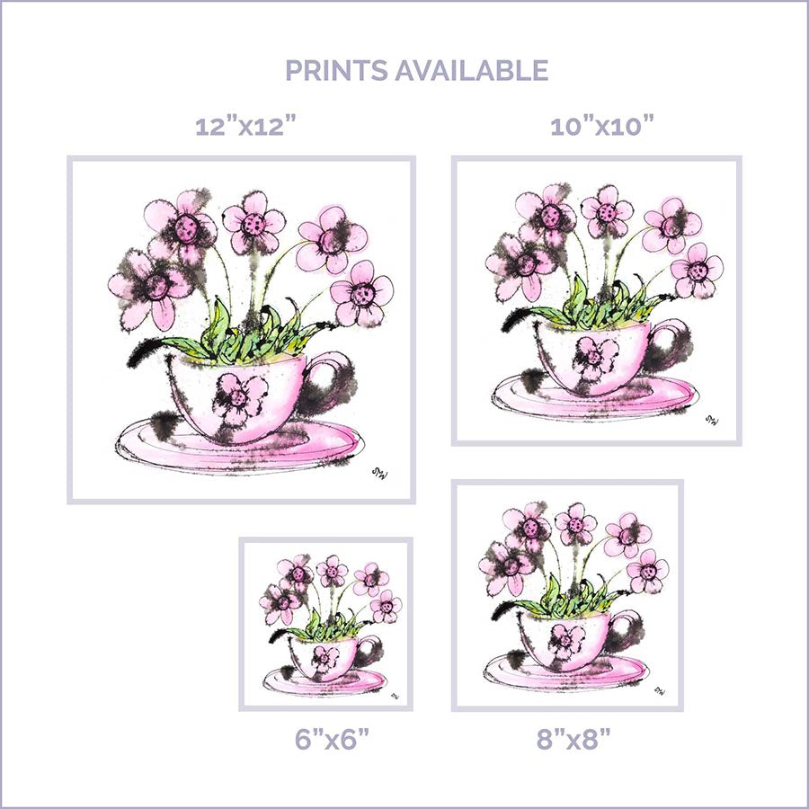 FLOWERY FROTHY COFFEE floral art print