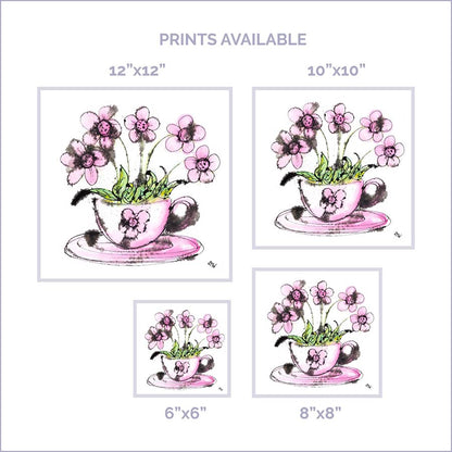 FLOWERY FROTHY COFFEE floral art print