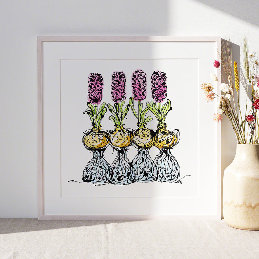 HOW TO GROW HYACINTHS floral art print