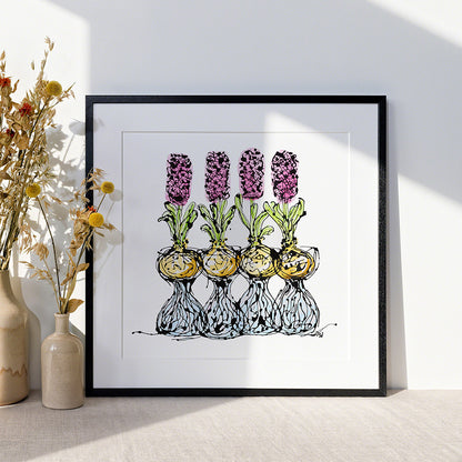 HOW TO GROW HYACINTHS floral art print