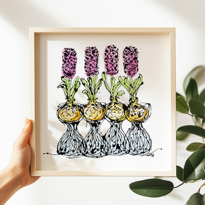 HOW TO GROW HYACINTHS floral art print