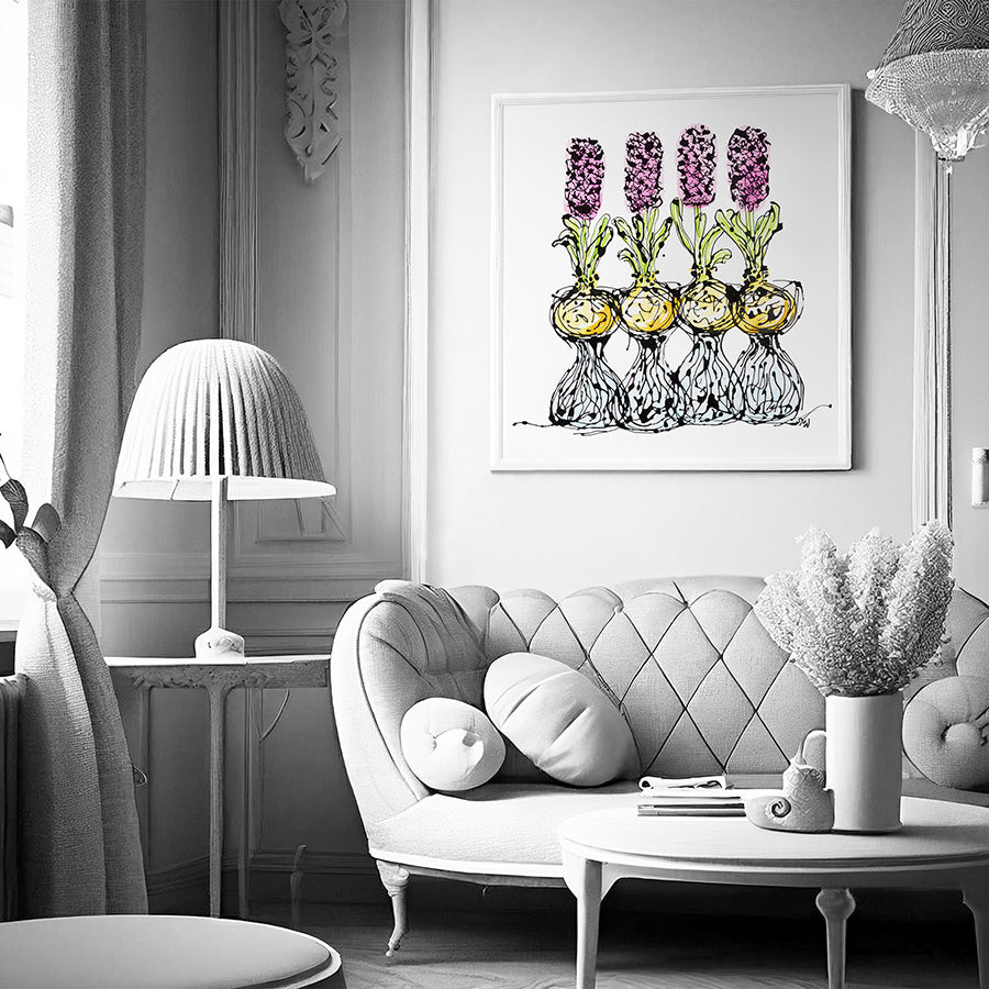 HOW TO GROW HYACINTHS floral art print