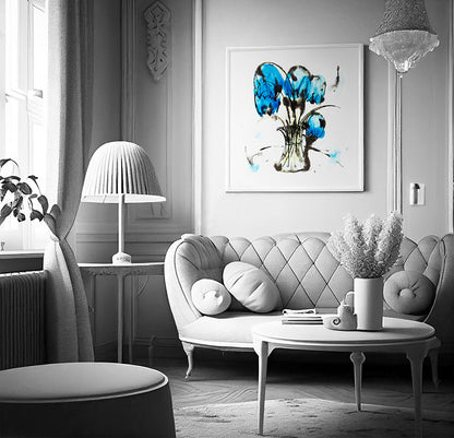 MUSIC CLEAR AND BLUE floral art print