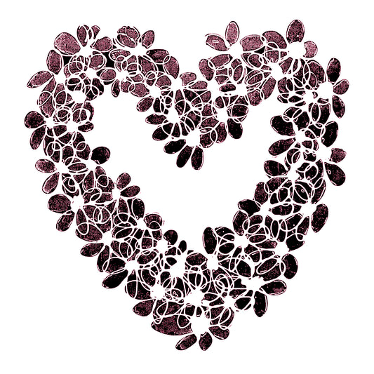 INKY PINK HEART floral art print